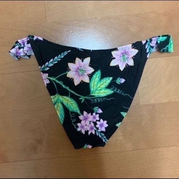 TopShop Black Flora Frill Tanga Bikini Bottom Sz 6 - Picture 5 of 6